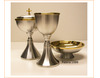 Patena en metal plateado mate con baño de oro interior