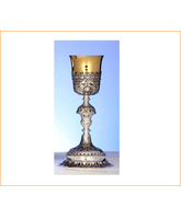 Cáliz de plata barroco con copa dorada