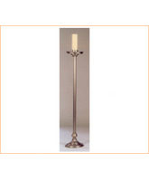 Candelero liso de bronce niquelado con base redonda