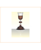 Cáliz con copa de plata y pie de madera