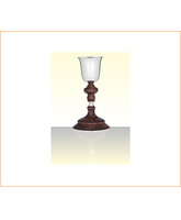 Cáliz de plata de ley con nudo y base de madera