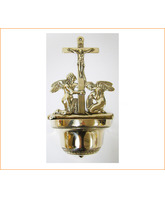 Benditera de pared con ángeles arrodillados y Jesús crucificado