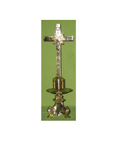 Candelero para altar con pie de bronce con Cruz