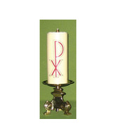 Candelero para altar con pie de bronce con vela