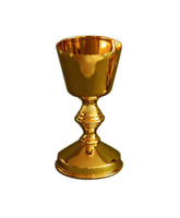 Cáliz sagrado liso en metal con baño dorado