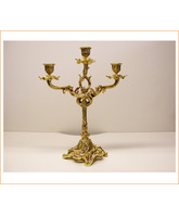 Candelabro de mesa en bronce para tres velas