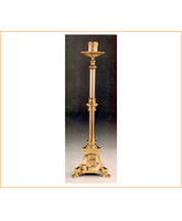 Candelero regulable de pie en bronce con Sagrado Corazón
