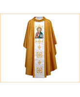Casulla de pura lana virgen y lúrex con galón central bordado