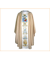 Casulla con galón central bordado Virgen del Perpetuo Socorro