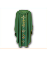 Casulla verde con cuello monacal en los cuatro colores litúrgico