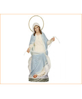 Virgen de la Cinta con vestido blanco y azul