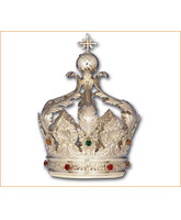 Corona imperial plateada con Cruz y brillantes