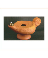 Candelero de cerámica color terracota para cera líquida