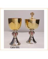 Minicáliz en metal bicolor con baño de oro