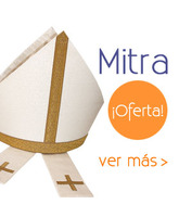 Mitra de tisú blanco y galón