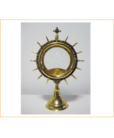 Ostensorio de bronce y metal con Cruz y rayos