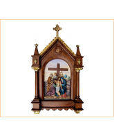 Vía Crucis de pasta madera con catorce estaciones
