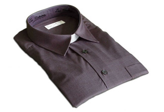 Camisa cleriman gris cuello tipo pala