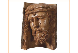 Rostro de Cristo. Talla en madera de nogal