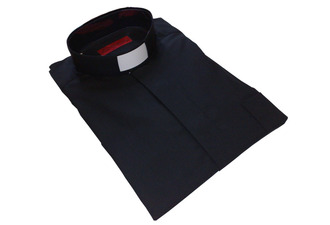 Camisa para sacerdote negra cuello tipo tirilla