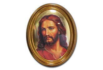 Cuadro del busto de Jesús recubierto con pan de oro