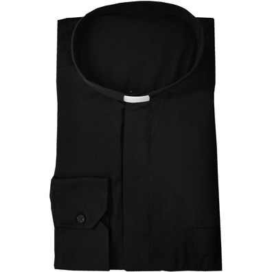 Camisa negra sacerdotal con alzacuellos M/L