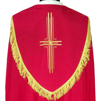 Capa pluvial de poliéster en los cuatro colores litúrgicos rojo