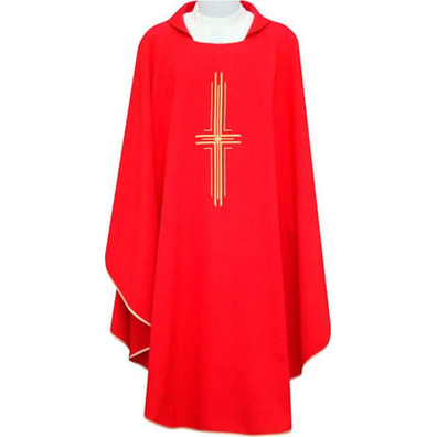Casulla con Cruz bordada | Cuatro colores litúrgicos rojo