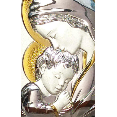 Icono de plata 13 cm. - Virgen María con Niño
