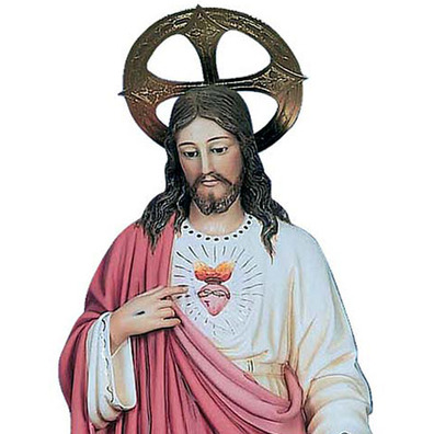 Sagrado Corazón de Jesús con mano en el pecho