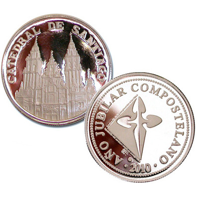 Moneda de plata recuerdo de la Catedral de Santiago