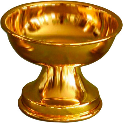 Patena lisa en metal con baño dorado