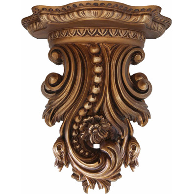 Peana de marmolina decorada imitando madera tallada