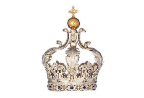 Corona de plata de ley con Cruz dorada Corona de plata de ley con Cruz dorada