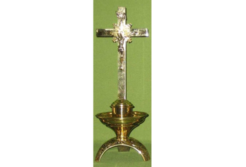 Candelero de fundición para mesa con Cruz