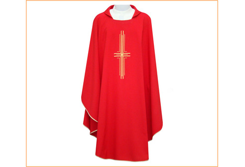 Casulla con Cruz bordada en los cuatro colores litúrgicos