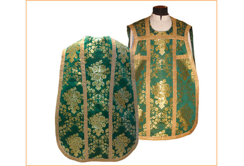 Casulla de guitarra brocada en 4 colores litúrgicos con estola