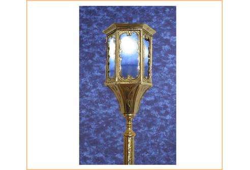 Farol procesional de bronce con vara
