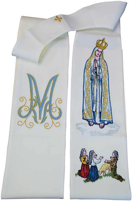 Estola Virgen de Fátima bordada - Los Secretos de Portugal