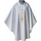 Casulla con bordado de IHS dorado blanco