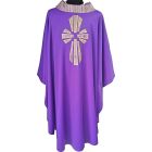 Casulla de lana con Cruz de seda morado