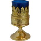 Lámpara de velas con vaso de cristal azul