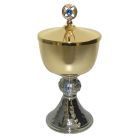 Minicopón de metal bicolor con baño de oro azul