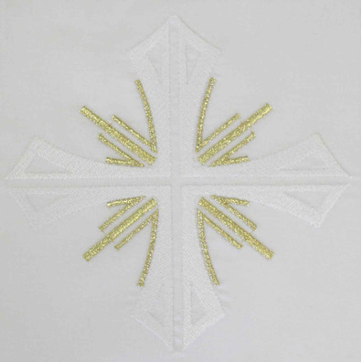 Conjunto de altar con Cruz blanca y destellos dorados