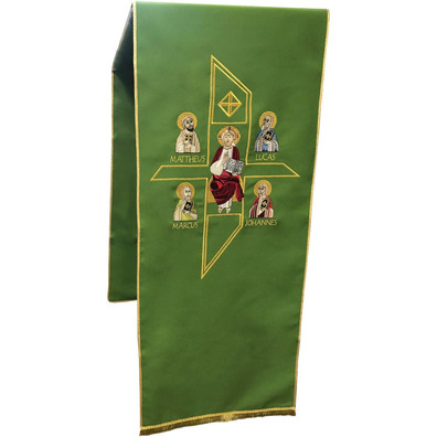 Cubre ambón | Bordado Pantocrátor y Cuatro Evangelistas verde