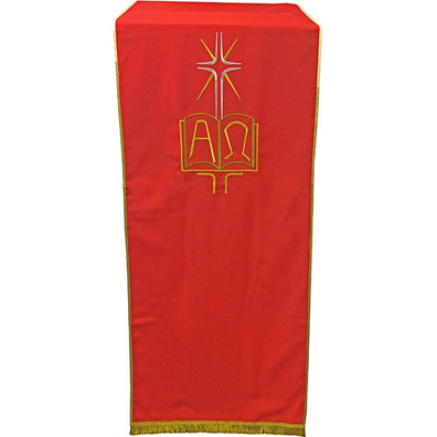 Cubre ambón bordado Alfa y Omega rojo