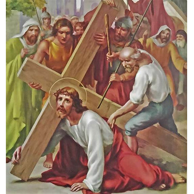 Vía Crucis de madera | 15 estaciones dorado