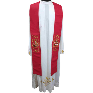 Estola sacerdotal con bordado franciscano rojo