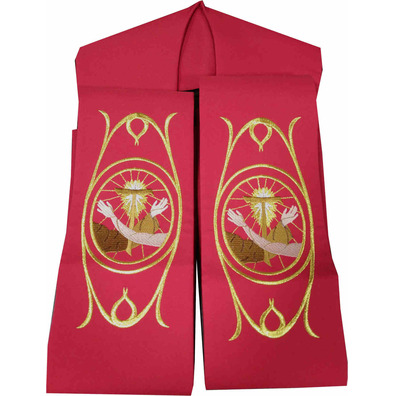 Estola sacerdotal con bordado franciscano rojo