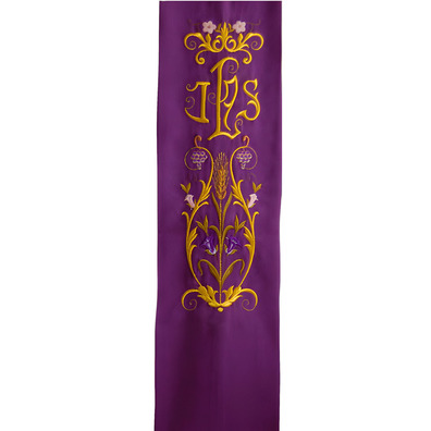 Estolón de terlenka con bordado doble especial de IHS morado